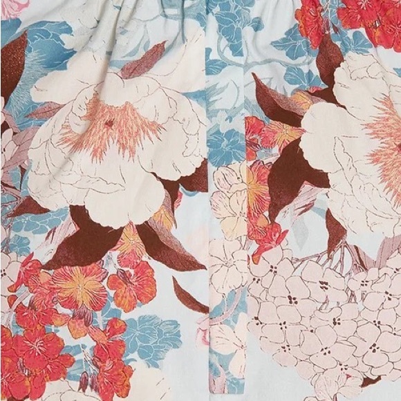 NWT Cara Cara Busy Puff-Sleeve Midi-Dress Japanese Floral blue - Picture 6 of 11